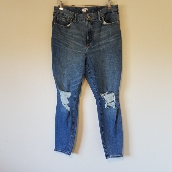 Good American Good Legs Jeans Indigo234 Indigo Women's 16 Distressed GLSBP802T - Picture 1 of 9
